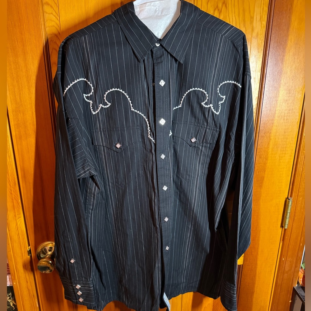 Black retro Western Shirt large button down